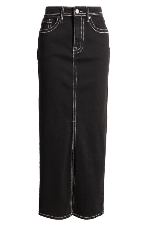 Shop Ptcl Heavy Stitch Denim Maxi Skirt In Black