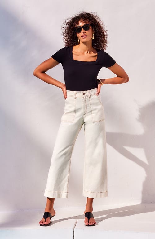 Shop Fifteen Twenty Rylee Cotton Twill Wide Leg Crop Pants In Natural