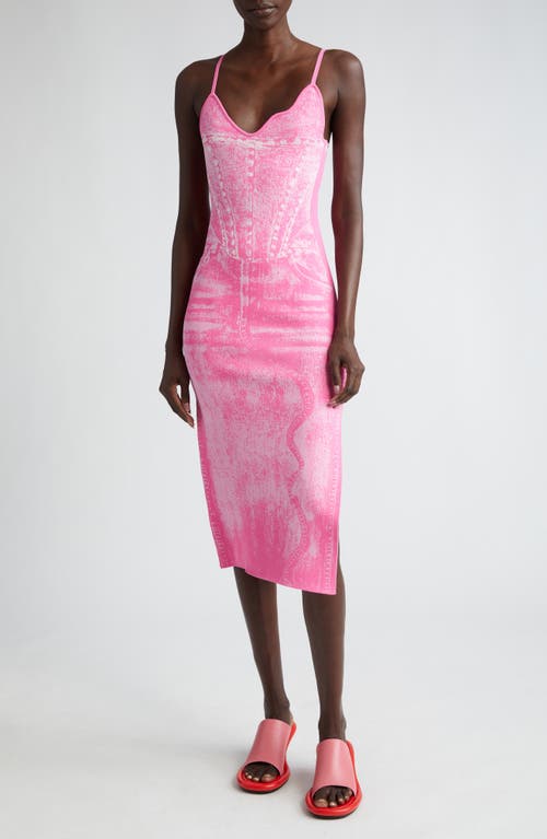 Jasmine Denim Print Knit Tank Dress in Pink