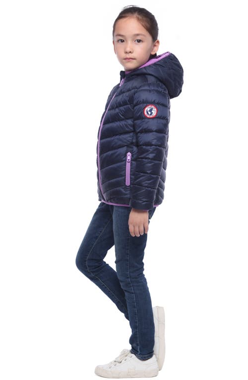 Rokka&rolla Kids' Reversible Lightweight Puffer Jacket In Navy Lavender