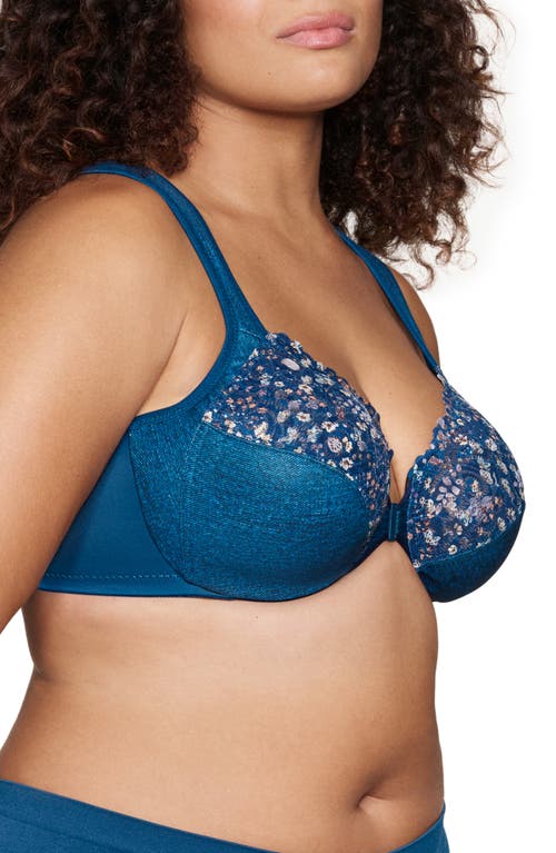 Glamorise Women's Full Figure Plus Size Wonderwire Front Close Bra 1245 In Dark Denim