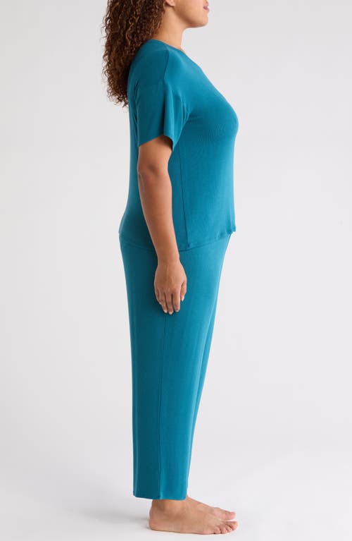 Shop Nordstrom Moonlight Eco Easy Rib Pajamas In Teal Feather