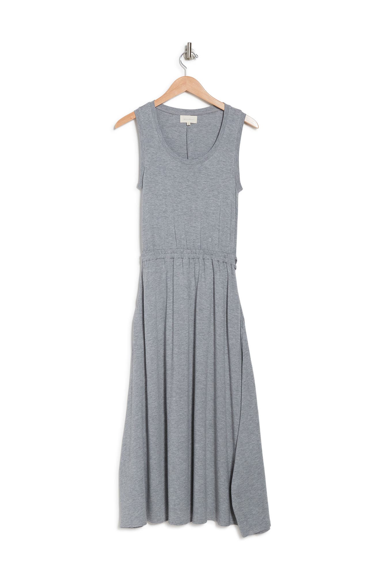 Melloday Sleeveless Elastic Waist Midi Dress In Heather Grey