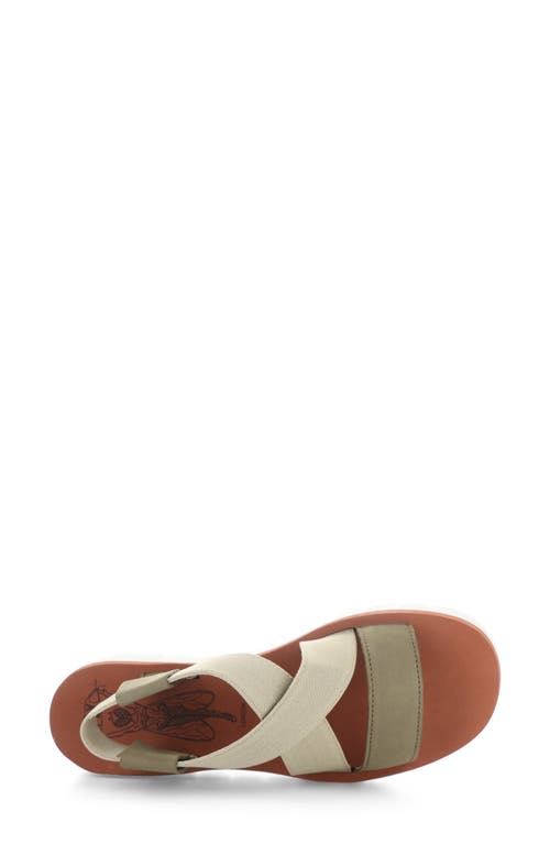 Shop Fly London Yaby Platform Wedge Sandal In Military/beige