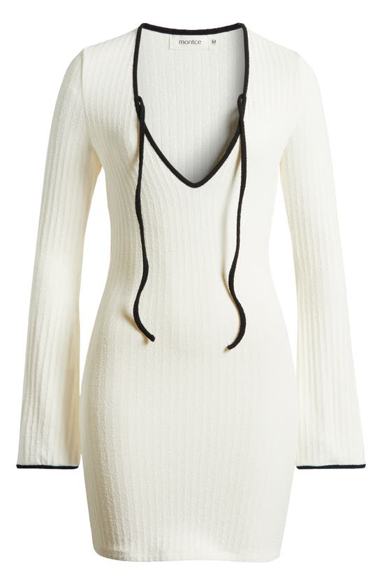 Shop Montce Sophia Rib Terry Cover-up Dress In Cream Terry Rib Black Binded