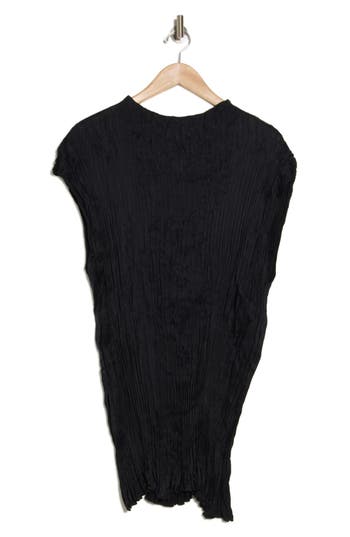 Eileen Fisher Crinkle Funnel Neck Tunic In Black
