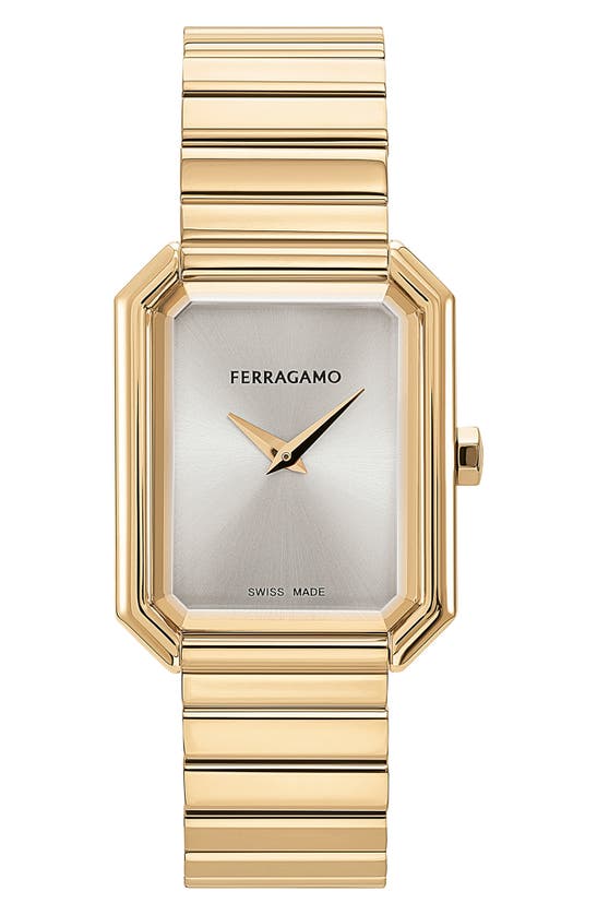 Shop Ferragamo Crystal Bracelet Watch, 27mm X 34mm In Ip Yellow Gold