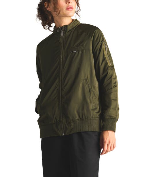 Members Only Women's Washed Satin Boyfriend Jacket In Dark Green