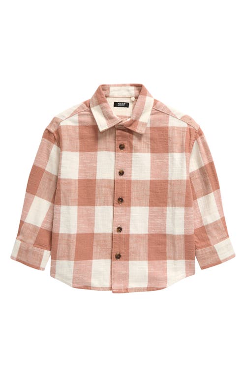 Shop Next Kids' Buffalo Check Flannel Button-up Shirt In Brown