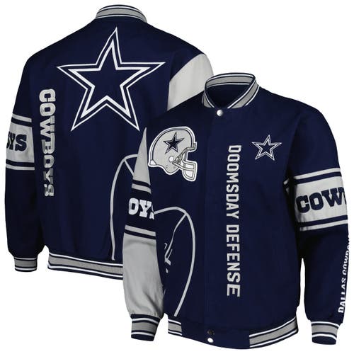 Men's JH Design Navy/Silver Dallas Cowboys Twill Full-Snap Jacket