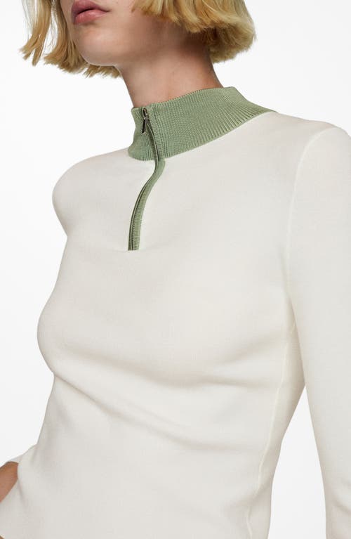 Shop Mango Quarter Zip Sweater In Pastel Green