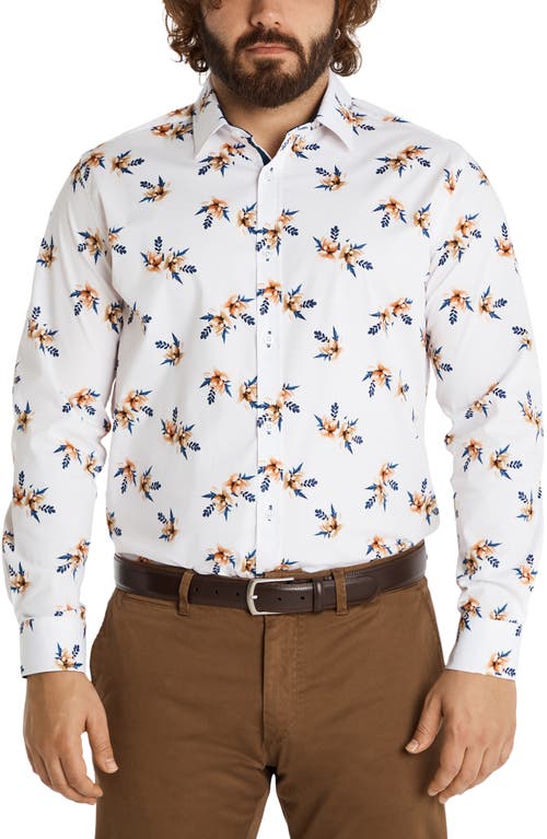 Johnny Bigg Florance Floral Stretch Cotton Button-Up Shirt in White