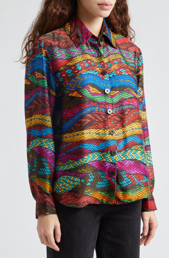 Shop Farm Rio Mirage Snake Print Button-up Shirt In Mirage Multicolor