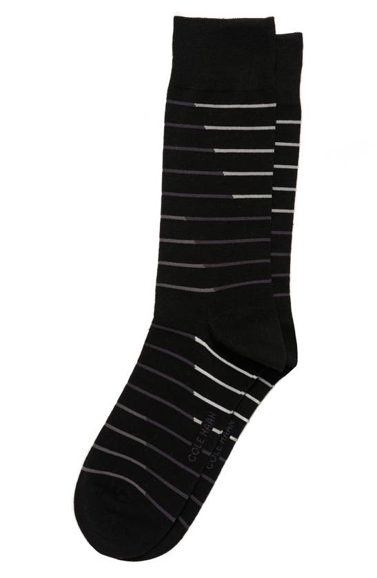 Shop Cole Haan Broken Stripe Dress Socks In Black