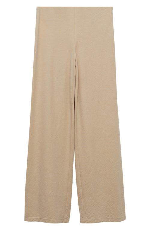 Mango Flowy Wide Leg Pants In Beige