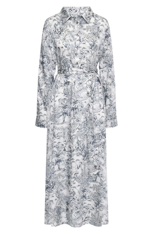Pietro Brunelli Print Long Sleeve Maternity Dress In Dark Blue