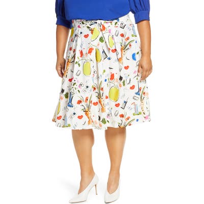 Plus Size Eloquii Graphic Print Skirt, White