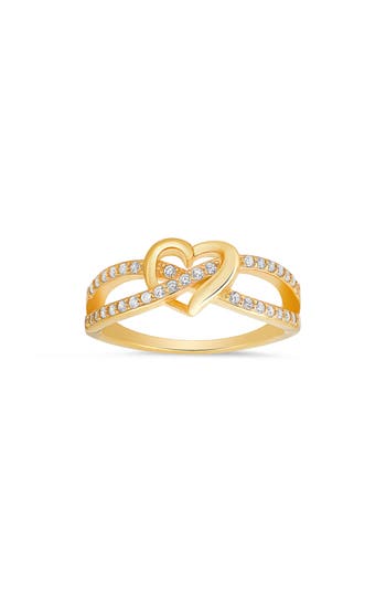 Shop Queen Jewels Sterling Silver Heart Cubic Zirconia Ring In Gold