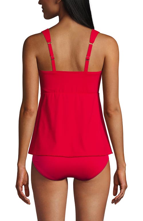 Lands' End Adjustable Scoop Neck Flutter Tankini Top In Strawberry