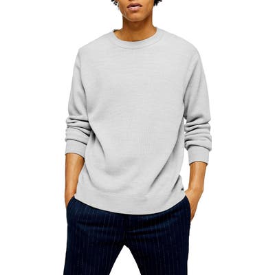 Topman Solid Crewneck Sweater, Grey