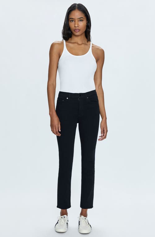 Pistola Teagan High Rise Vented Slim Cigarette Pants In Dark Vinyl In Noir