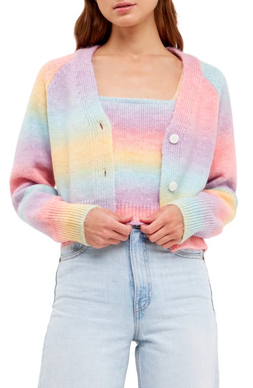 English Factory Ombré Stripe Crop Cardigan in Multi at Nordstrom, Size X-Small