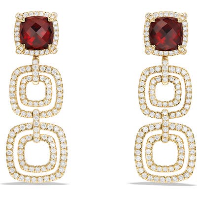 David Yurman Chatelaine Pave Diamond Bezel 18K Gold Convertible Drop Earrings