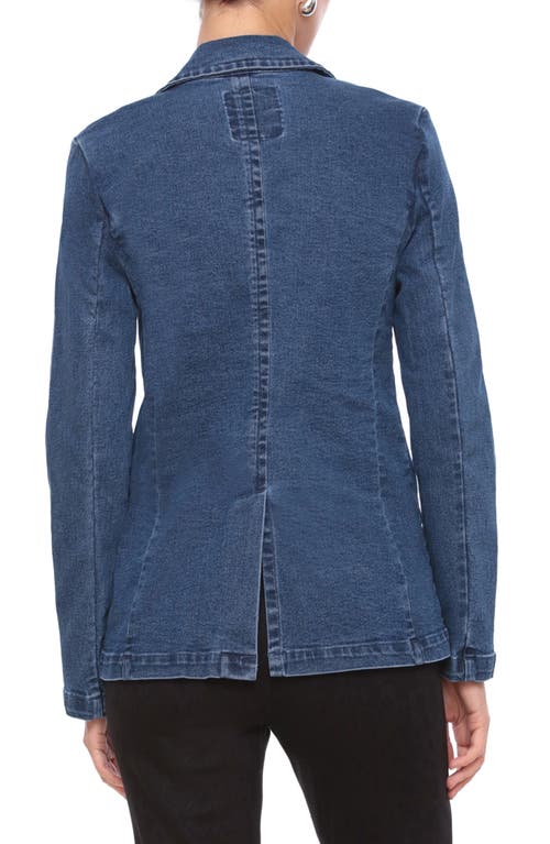 Bagatelle Padded Shoulder Denim Blazer In Tropea Wash