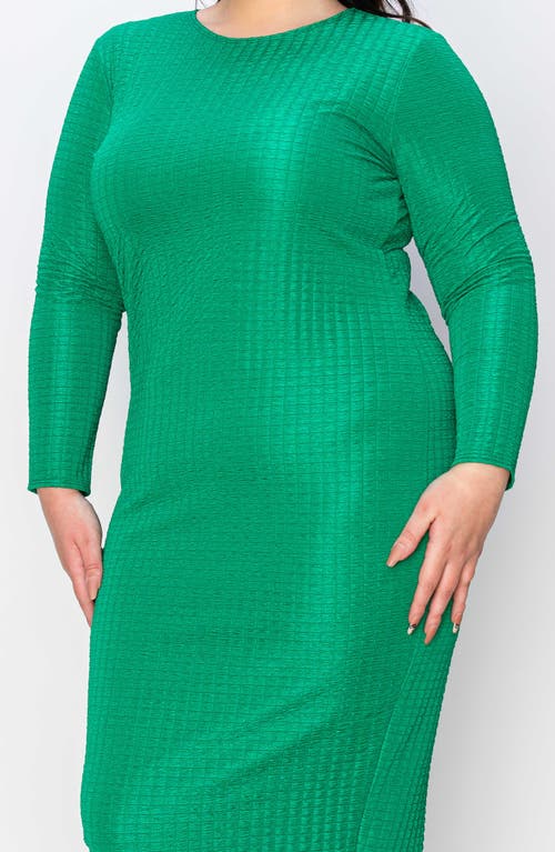 L I V D Kylo Textured Long Sleeve Midi Dress In Kelly