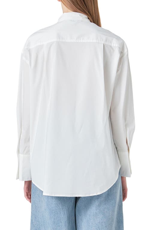 Shop Grey Lab Bow Detail Shirt In White