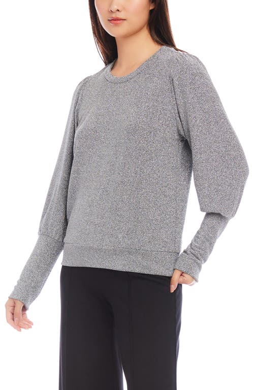Karen Kane Metallic Knit Balloon Sleeve Top In Silver