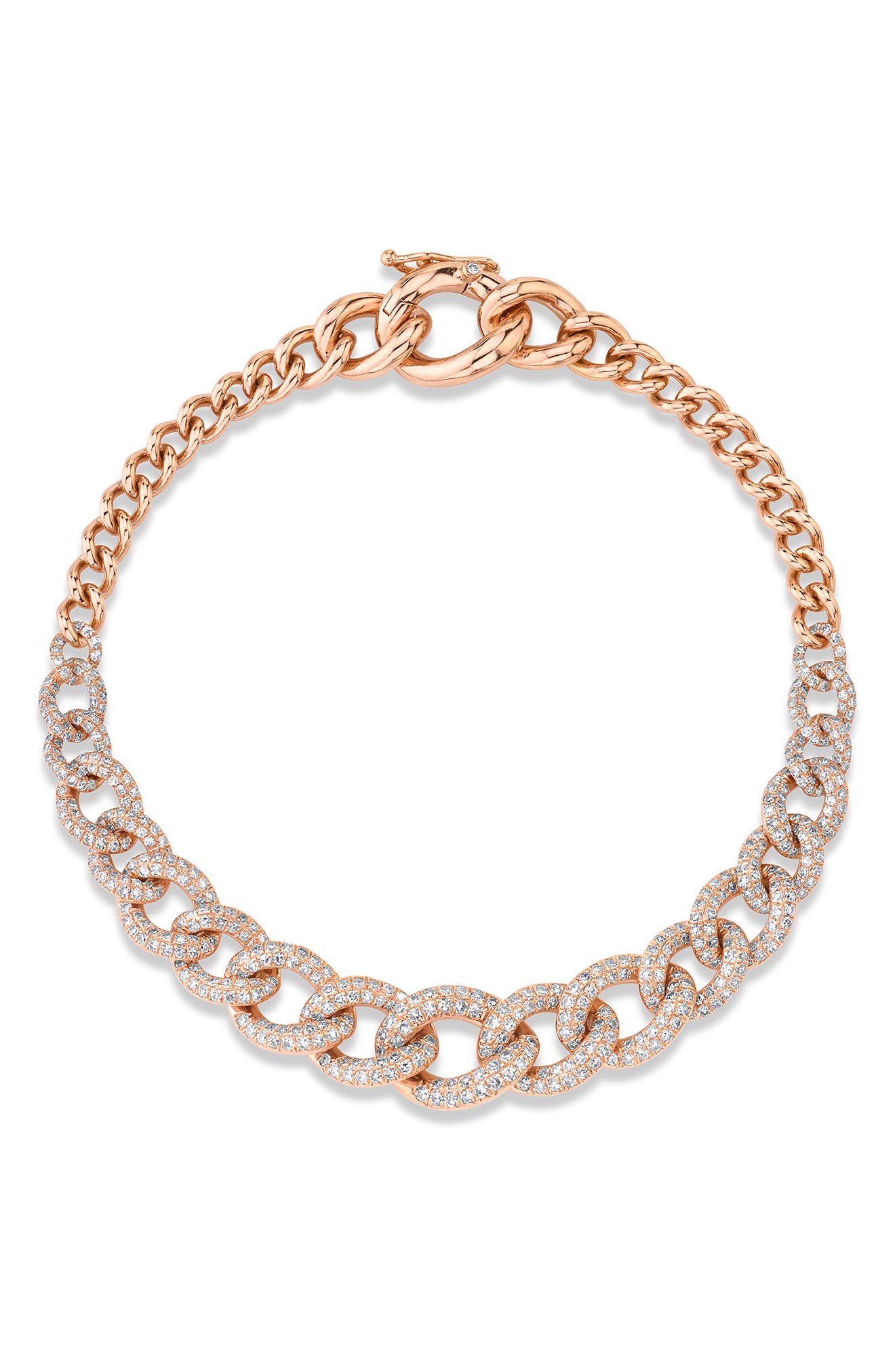 SHAY Graduated Pave Diamond Link Necklace in Rose Gold at Nordstrom, Size 6.5 Us