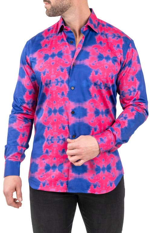 Maceoo Fibonacci Temperate Contemporary Fit Button-up Shirt In Blue