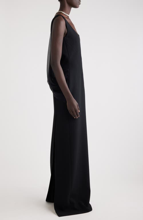 Shop Givenchy Necklace Detail Cape Back Crepe Gown In Black