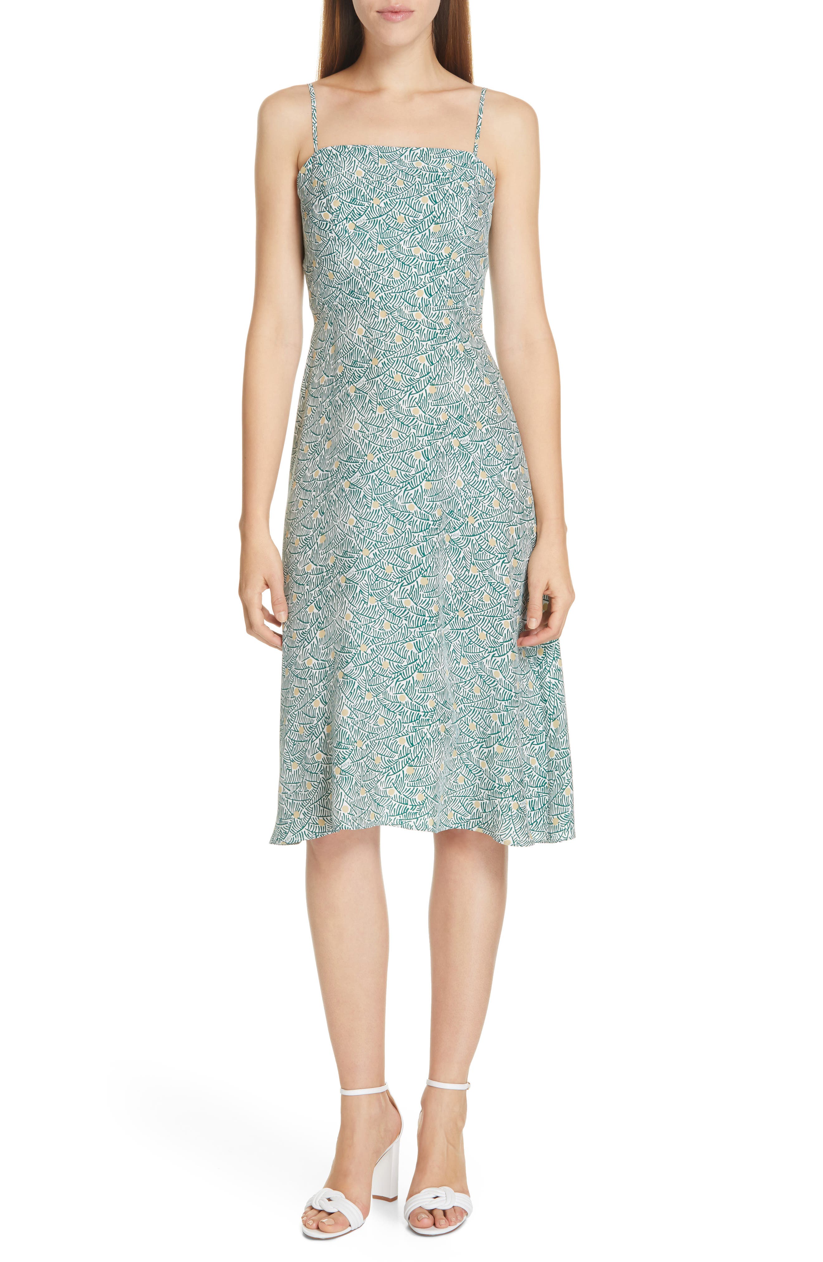 Hvn Nora Bias Cut Silk Dress, Green