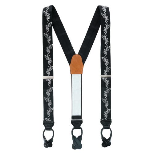 Shop Trafalgar Guardian Of Freedom  Dragon Silk Button End  Suspenders In Black