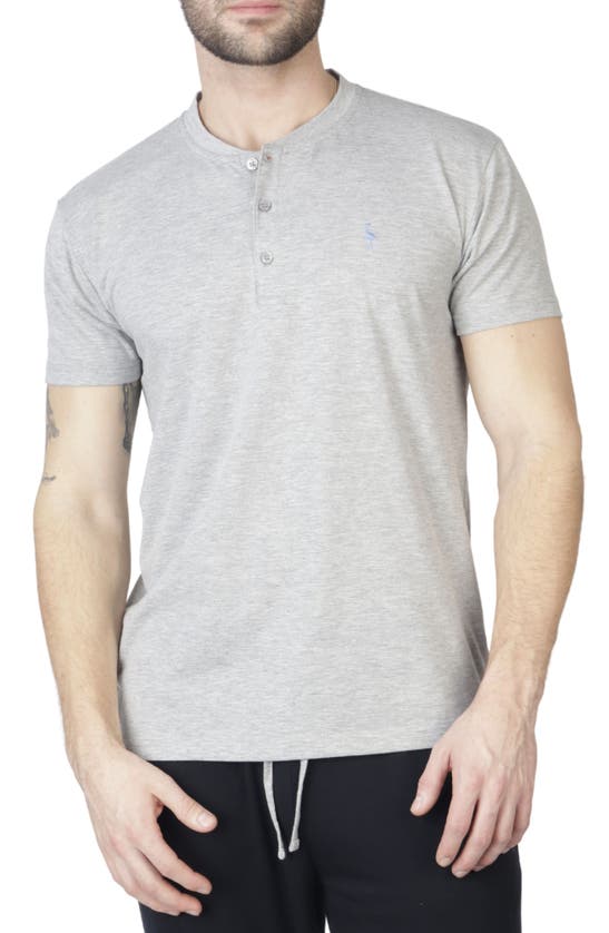 Shop Tailorbyrd Short Sleeve Henley T-shirt In Grey Heather