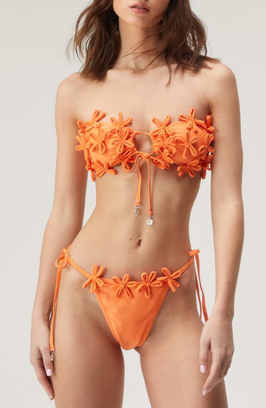 Nasty Gal Floral Appliqué Two-piece Swimsuit In Orange