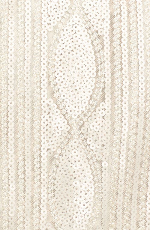 Aidan Mattox Aidan By  Chiffon & Beaded Mesh Blouson Dress In Champagne