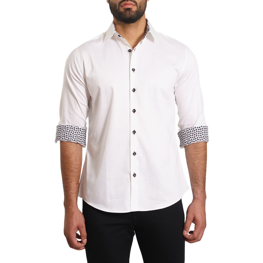 Jared Lang Trim Fit Solid Button-up Shirt In White