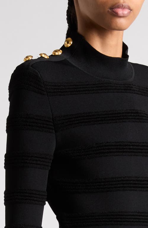 Tom Ford Velvet Stripe Long Sleeve Knit Minidress In Black