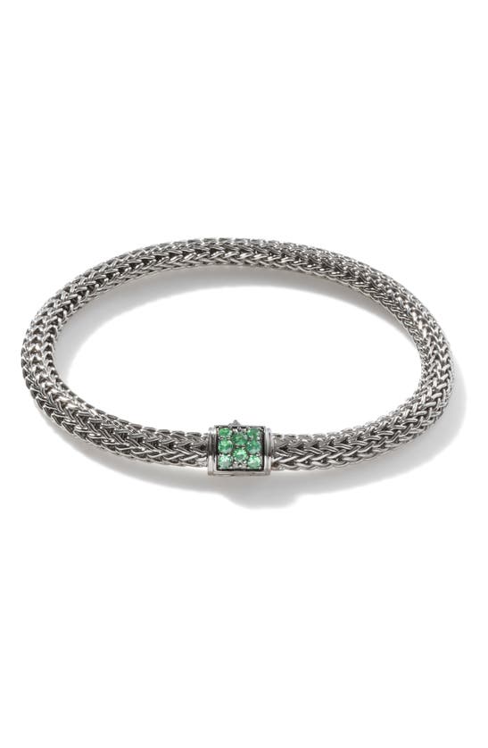 Shop John Hardy Classic Chain Bracelet In Silver/green