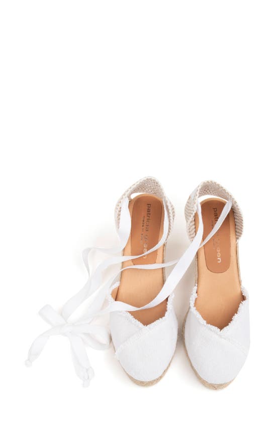Patricia Green Gwen Frayed Espadrille Wedge Sandal In White