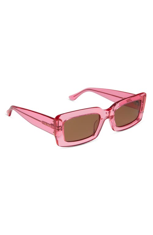Diff Indy 51mm Polarized Rectangular Sunglasses In Pink