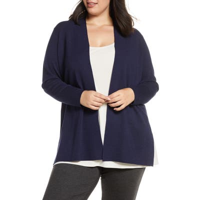 Plus Size Eileen Fisher Merino Wool Cardigan, Blue