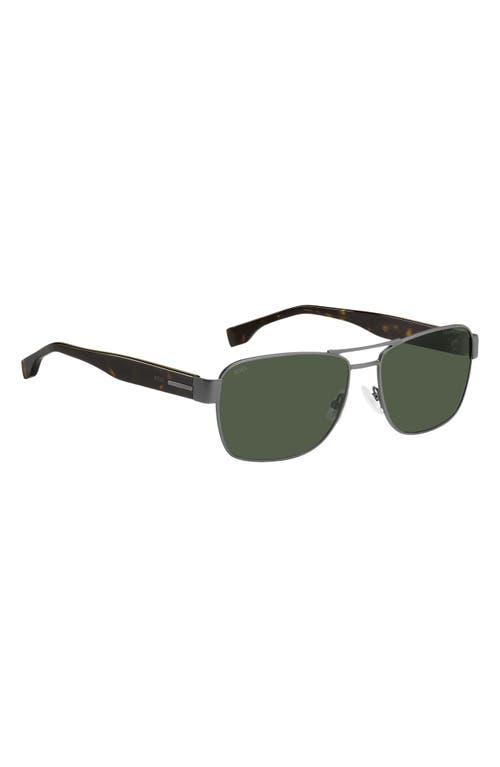 Hugo Boss Boss 60mm Polarized Rectangular Sunglasses In Havana/dark Ruthenium
