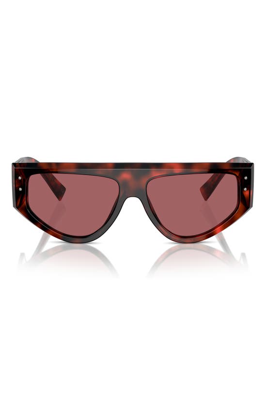 Dolce & Gabbana 57mm Rectangular Sunglasses In Havana Red