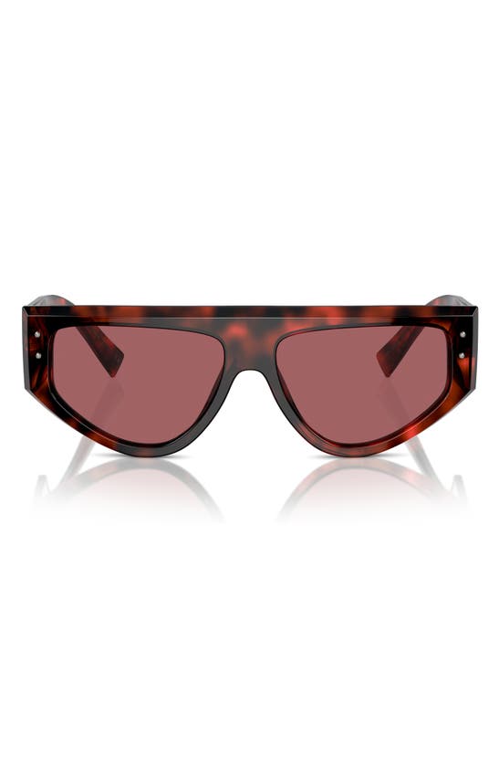 Shop Dolce & Gabbana 57mm Rectangular Sunglasses In Havana Red