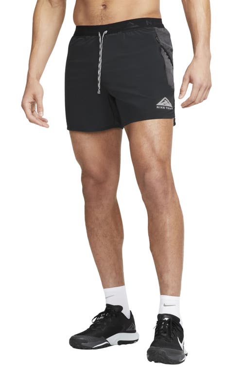 Nike Second Sunrise 5-inch Brief Lined Trail Running Shorts In Black/dark Smoke Grey/white
