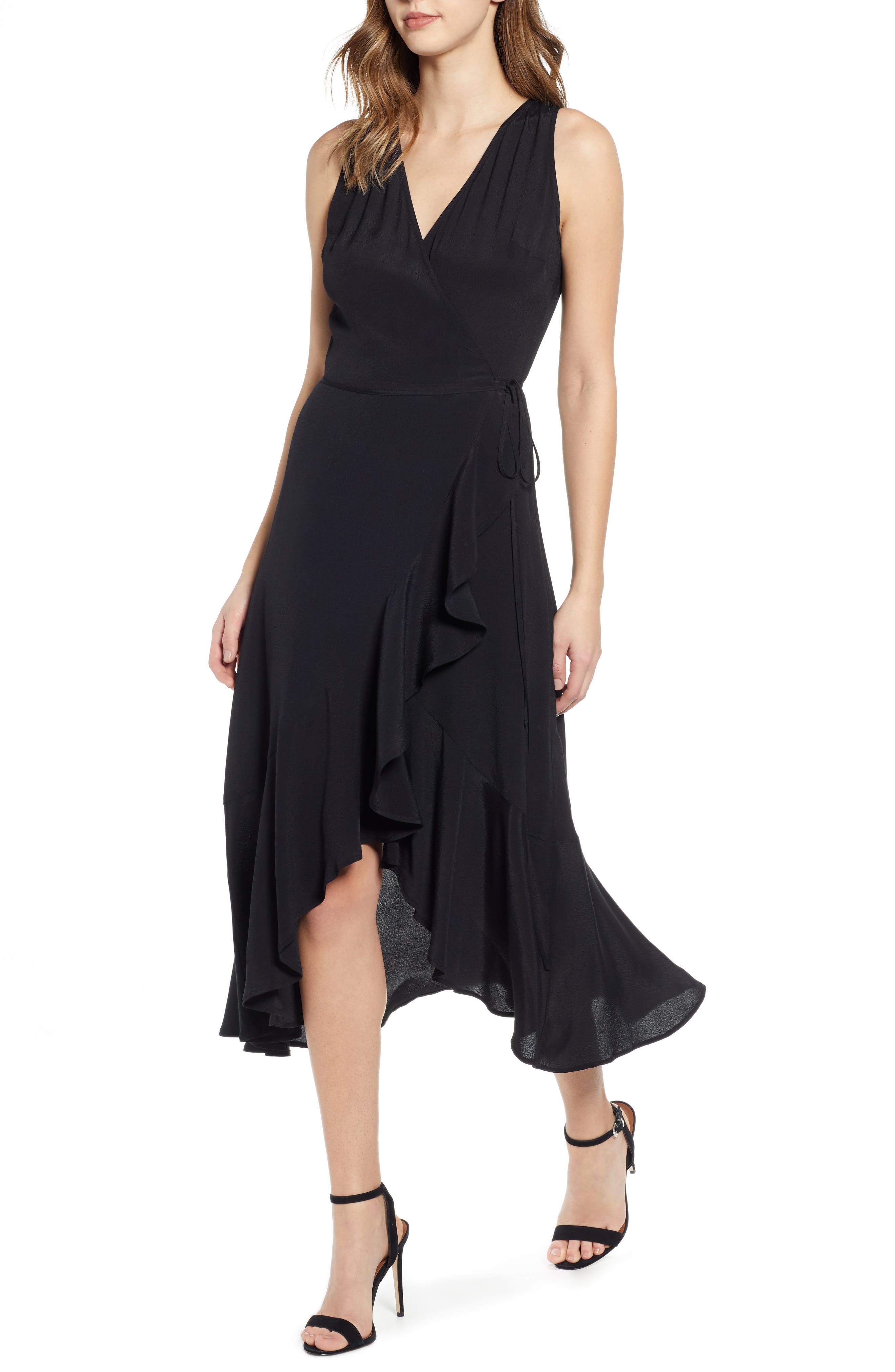 Leith Flounce Wrap Midi Dress